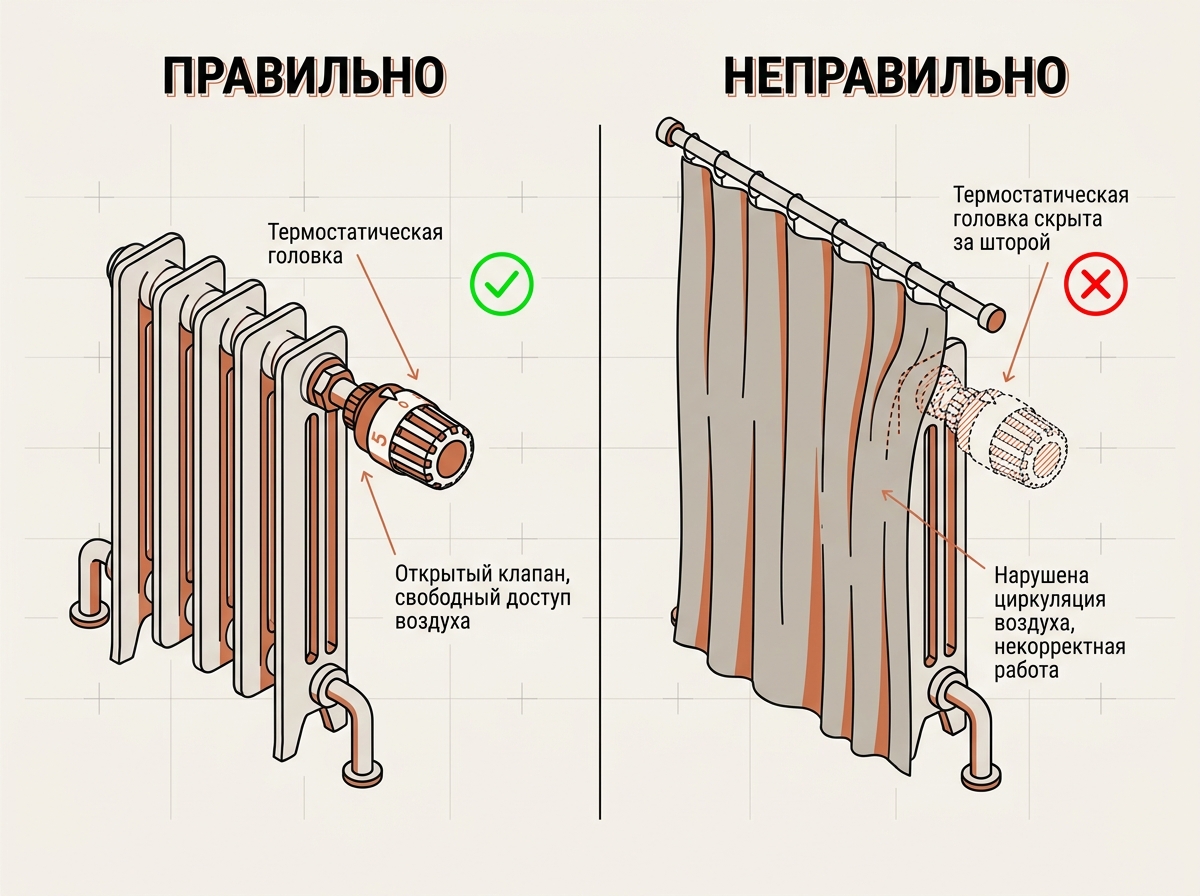 Термоголовку ставят горизонтально на подаче и не закрывают шторой